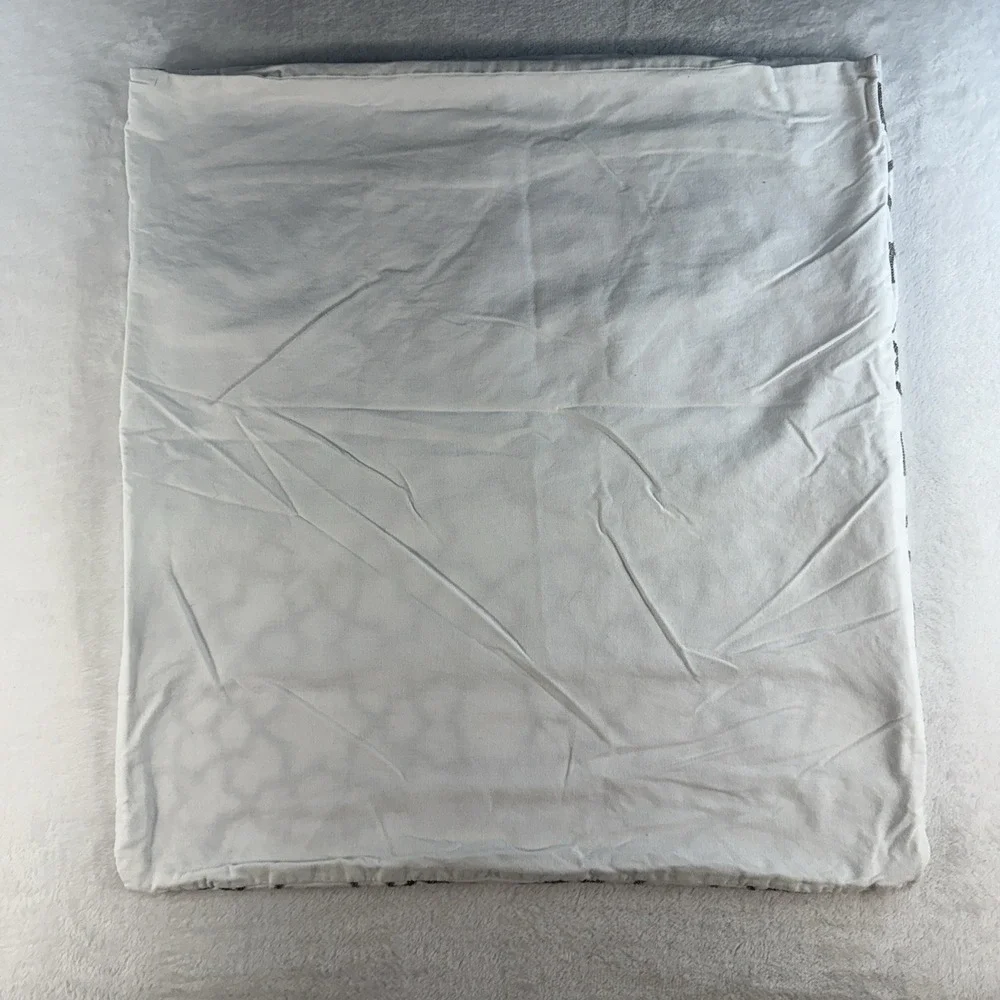 West Elm Gray Lattice Stars EURO Pillow Sham Cover 26x26 Embroidered White Set 2